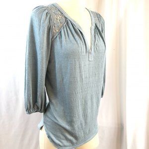 Max Studio Peasant Blouse in Light Blue